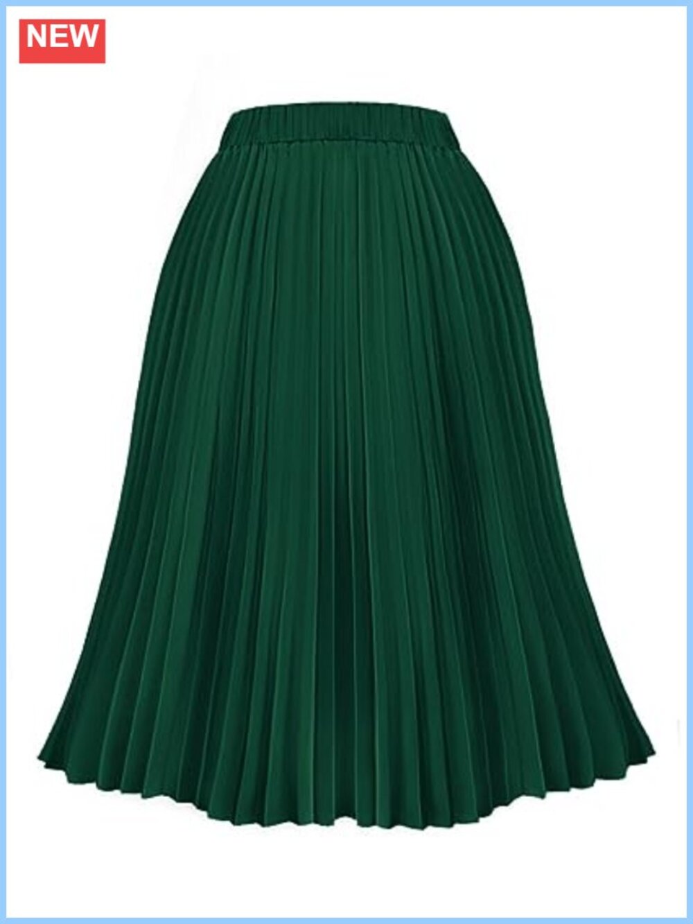 Plus Size Pleated Midi Skirt High Waist A-Line Flowy Polyester Spandex